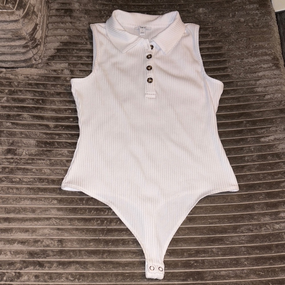 Bar III White Sleeveless Bodysuit